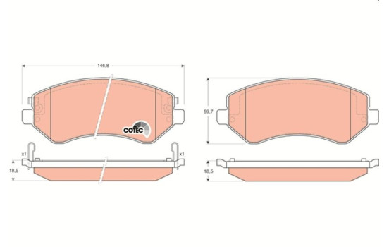 Brake Pad Set, disc brake COTEC GDB4126 TRW, Image 2