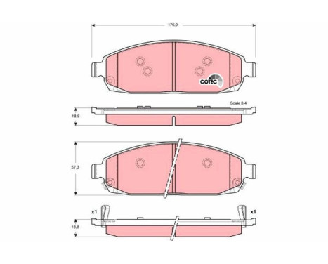 Brake Pad Set, disc brake COTEC GDB4136 TRW, Image 2