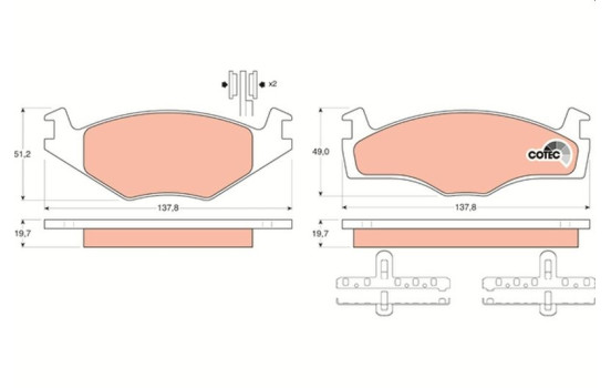 Brake Pad Set, disc brake COTEC GDB454 TRW, Image 2