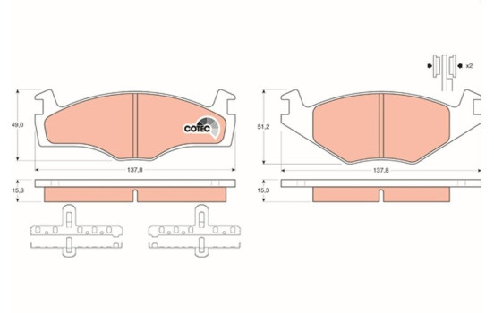 Brake Pad Set, disc brake COTEC GDB459 TRW, Image 2