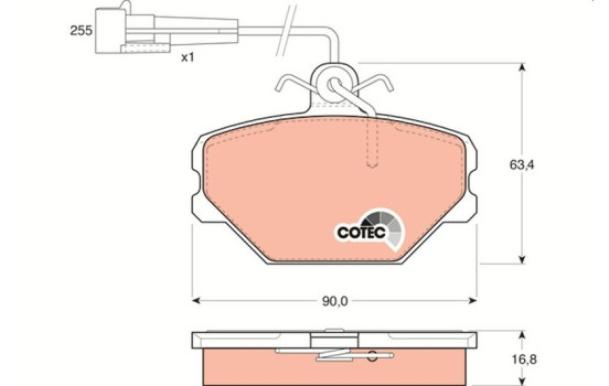 Brake Pad Set, disc brake COTEC GDB833 TRW, Image 2