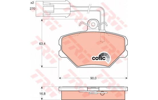 Brake Pad Set, disc brake COTEC GDB852 TRW