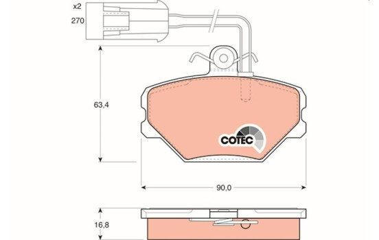 Brake Pad Set, disc brake COTEC GDB852 TRW, Image 2