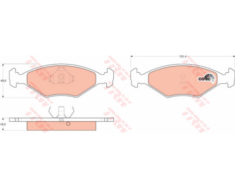 Brake Pad Set, disc brake COTEC GDB958 TRW