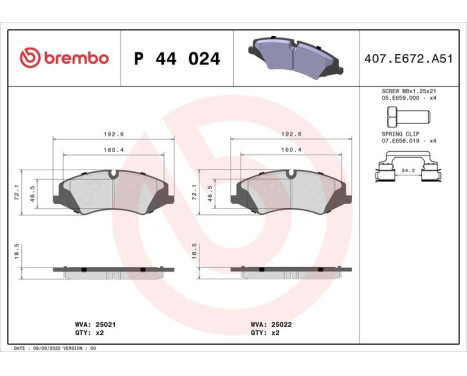 Brake Pad Set, disc brake DIRECTIONAL BRAKE PADS P 44 024 Brembo, Image 3