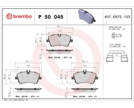 Brake Pad Set, disc brake DIRECTIONAL BRAKE PADS P 50 045 Brembo, Image 3