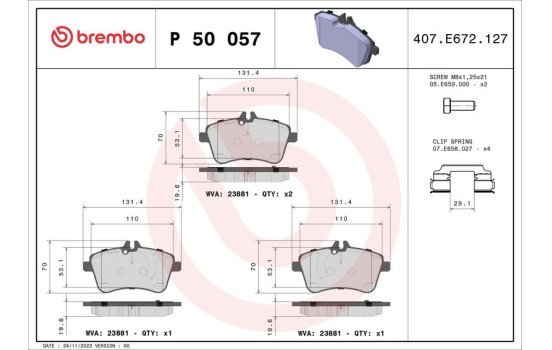 Brake Pad Set, disc brake DIRECTIONAL BRAKE PADS P 50 057 Brembo, Image 2