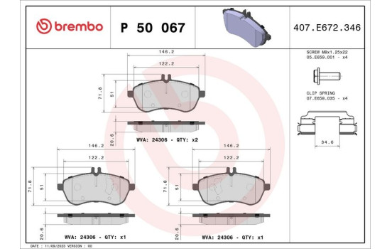 Brake Pad Set, disc brake DIRECTIONAL BRAKE PADS P 50 067 Brembo, Image 5
