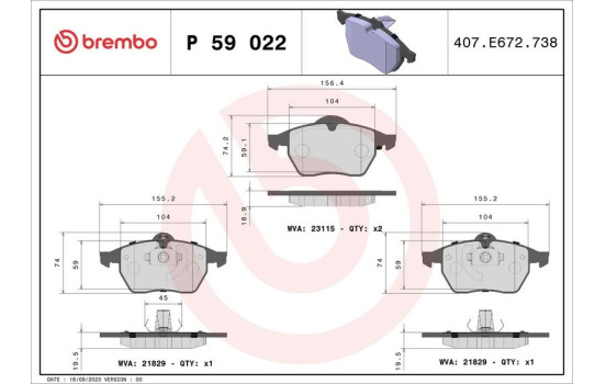 Brake Pad Set, disc brake DIRECTIONAL BRAKE PADS P 59 022 Brembo, Image 2