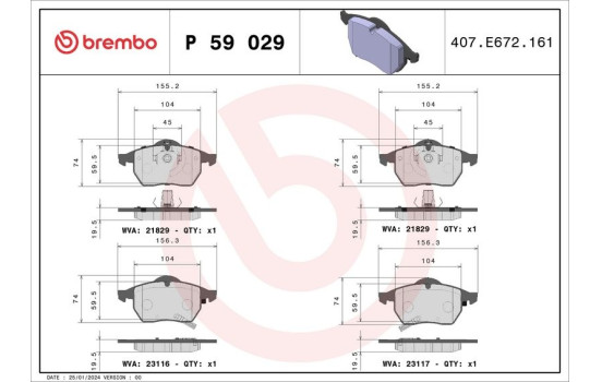 Brake Pad Set, disc brake DIRECTIONAL BRAKE PADS P 59 029 Brembo, Image 2