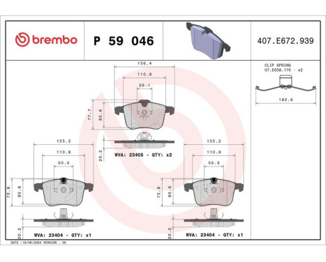 Brake Pad Set, disc brake DIRECTIONAL BRAKE PADS P 59 046 Brembo, Image 3