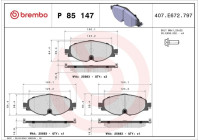 Brake Pad Set, disc brake DIRECTIONAL BRAKE PADS P 85 147 Brembo