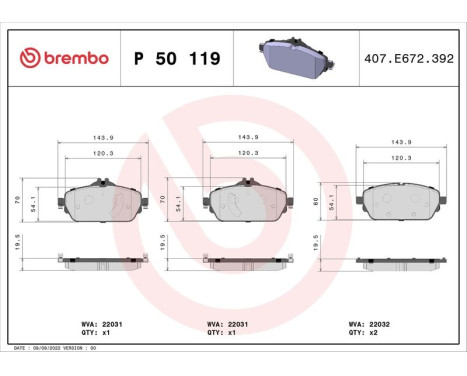 Brake Pad Set, disc brake DIRECTIONAL BRAKE PADS P50119 Brembo, Image 3