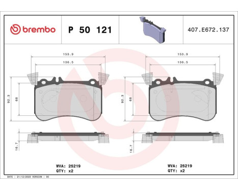 Brake Pad Set, disc brake DIRECTIONAL BRAKE PADS P50121 Brembo, Image 3