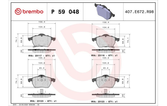Brake Pad Set, disc brake DIRECTIONAL BRAKE PADS P59048 Brembo, Image 3