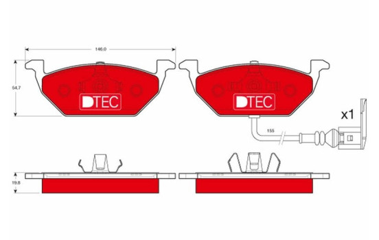 Brake Pad Set, disc brake DTEC COTEC GDB1386DTE TRW