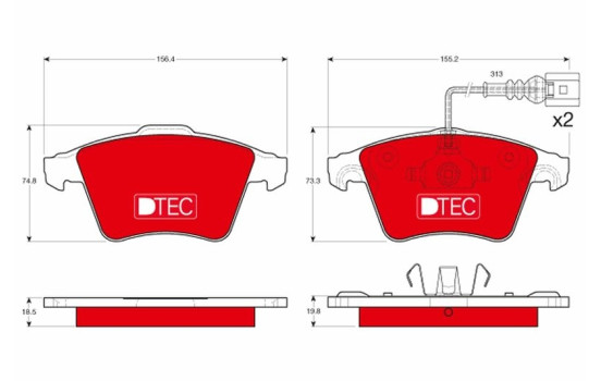 Brake Pad Set, disc brake DTEC COTEC GDB1651DTE TRW