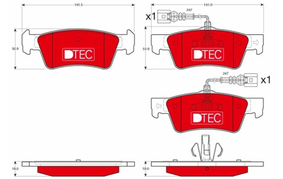 Brake Pad Set, disc brake DTEC COTEC GDB1672DTE TRW