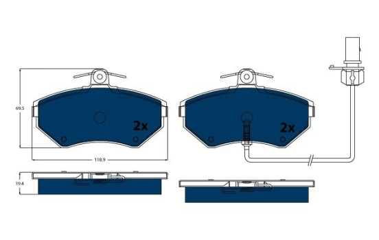 Brake Pad Set, disc brake ELECTRIC BLUE GDB1366BTE TRW, Image 2
