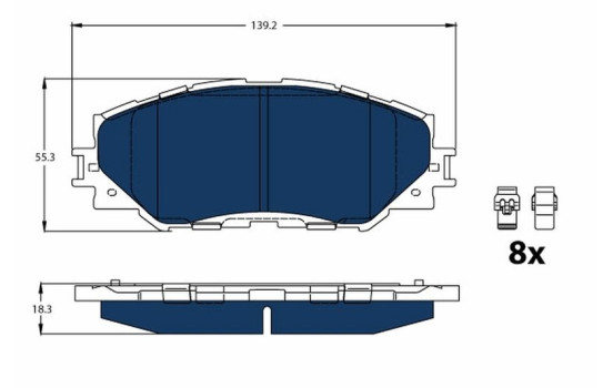 Brake Pad Set, disc brake ELECTRIC BLUE GDB3425BTE TRW