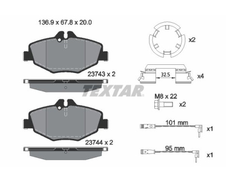 Brake Pad Set, disc brake epad 2374381 Textar