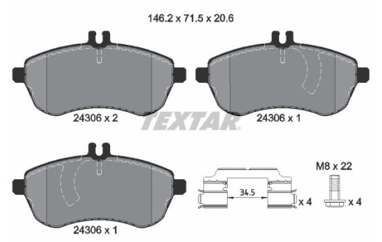 Brake Pad Set, disc brake epad 2430681 Textar