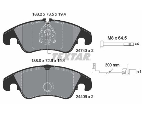 Brake Pad Set, disc brake epad 2474381 Textar