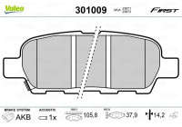 Brake Pad Set, disc brake FIRST 301009 Valeo