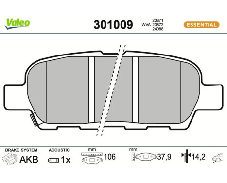 Brake Pad Set, disc brake FIRST 301009 Valeo