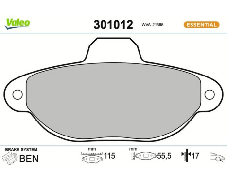 Brake Pad Set, disc brake FIRST 301012 Valeo