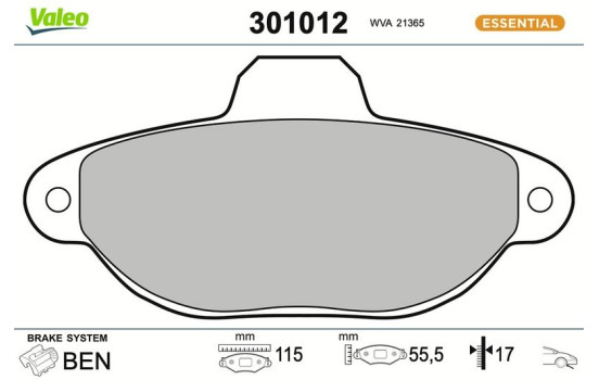 Brake Pad Set, disc brake FIRST 301012 Valeo