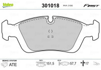 Brake Pad Set, disc brake FIRST 301018 Valeo