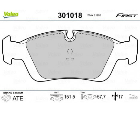 Brake Pad Set, disc brake FIRST 301018 Valeo