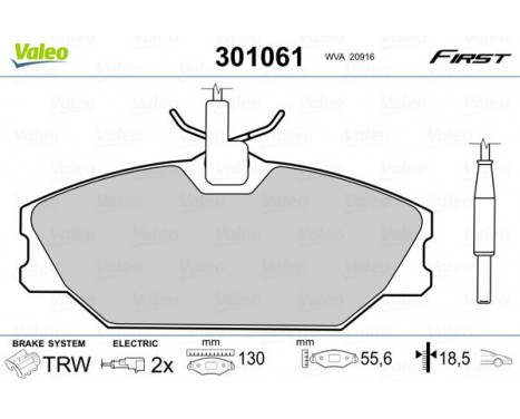 Brake Pad Set, disc brake FIRST 301061 Valeo