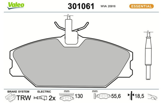 Brake Pad Set, disc brake FIRST 301061 Valeo