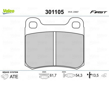 Brake Pad Set, disc brake FIRST 301105 Valeo