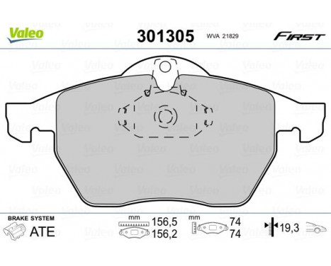 Brake Pad Set, disc brake FIRST 301305 Valeo