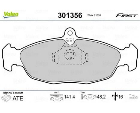 Brake Pad Set, disc brake FIRST 301356 Valeo