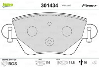Brake Pad Set, disc brake FIRST 301434 Valeo