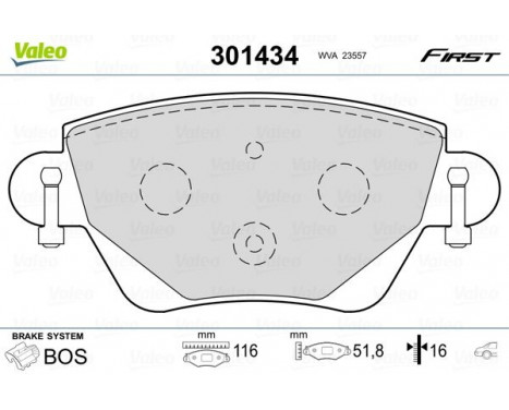 Brake Pad Set, disc brake FIRST 301434 Valeo