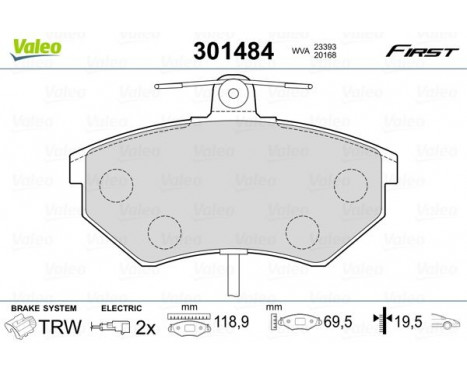 Brake Pad Set, disc brake FIRST 301484 Valeo