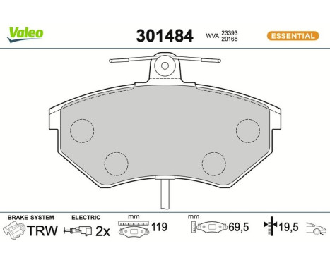 Brake Pad Set, disc brake FIRST 301484 Valeo