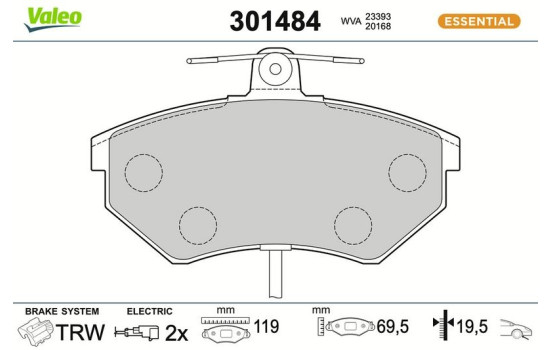 Brake Pad Set, disc brake FIRST 301484 Valeo