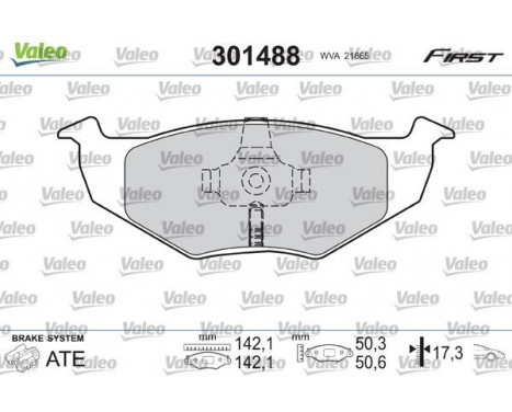 Brake Pad Set, disc brake FIRST 301488 Valeo