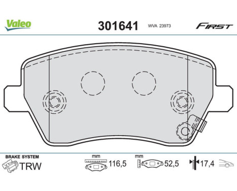 Brake Pad Set, disc brake FIRST 301641 Valeo