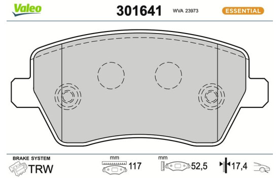 Brake Pad Set, disc brake FIRST 301641 Valeo