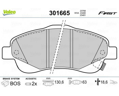 Brake Pad Set, disc brake FIRST 301665 Valeo