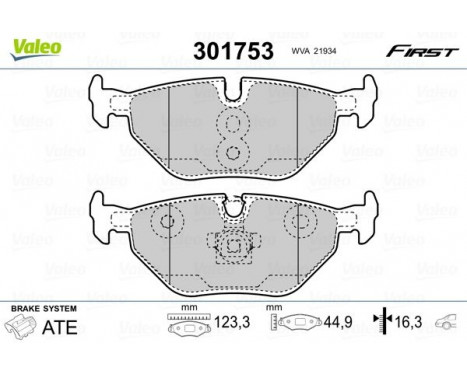 Brake Pad Set, disc brake FIRST 301753 Valeo