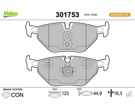 Brake Pad Set, disc brake FIRST 301753 Valeo