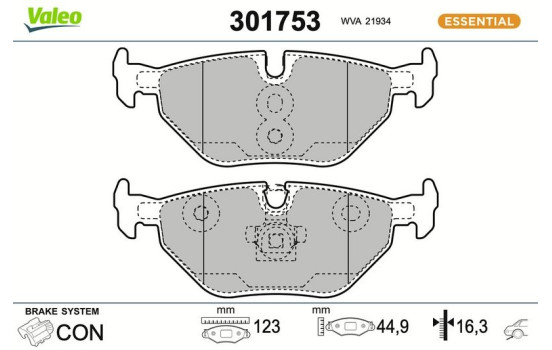Brake Pad Set, disc brake FIRST 301753 Valeo